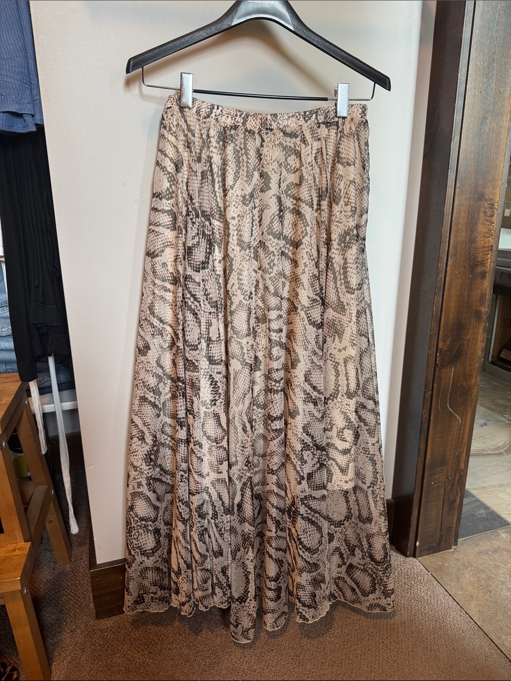 Chicwish Beige & Brown Snake-Print Maxi Skirt